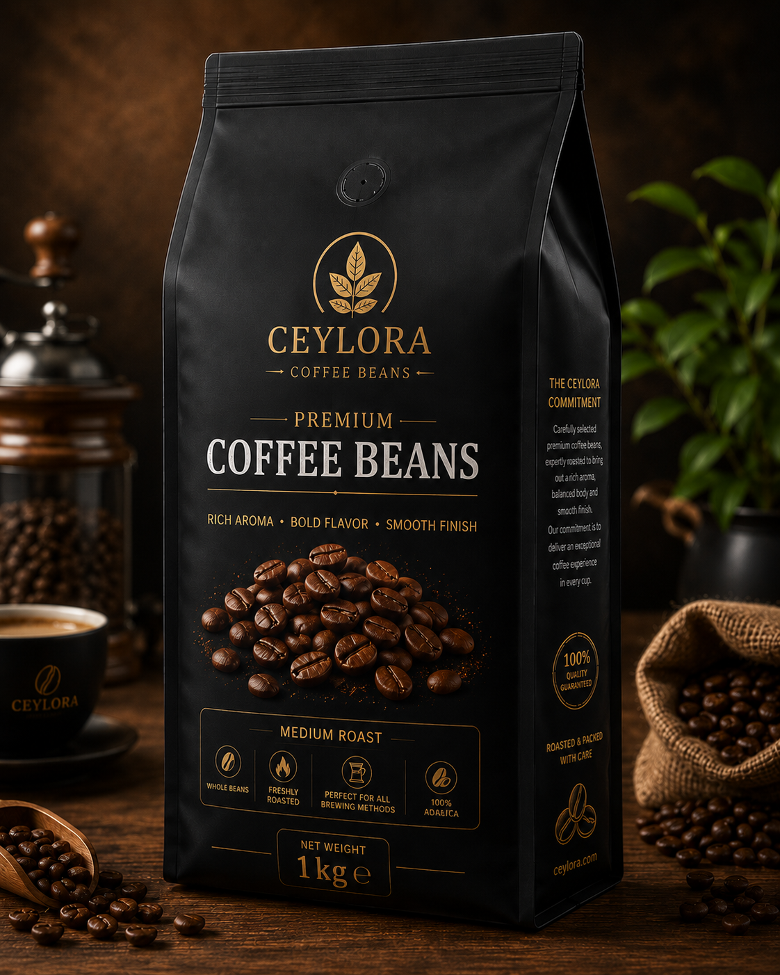 CEYLORA Premium Coffee Beans – Whole Bean Coffee | Medium Roast