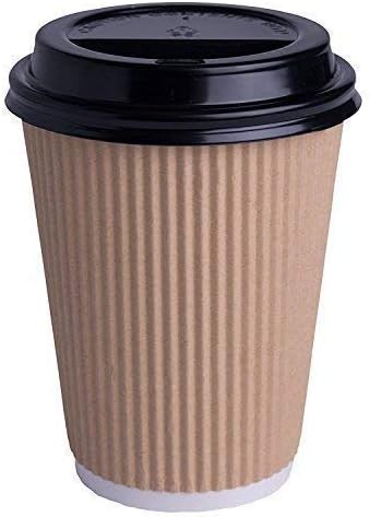 Ripple Wall Compostable Coffee Cups With Sip Through Lids