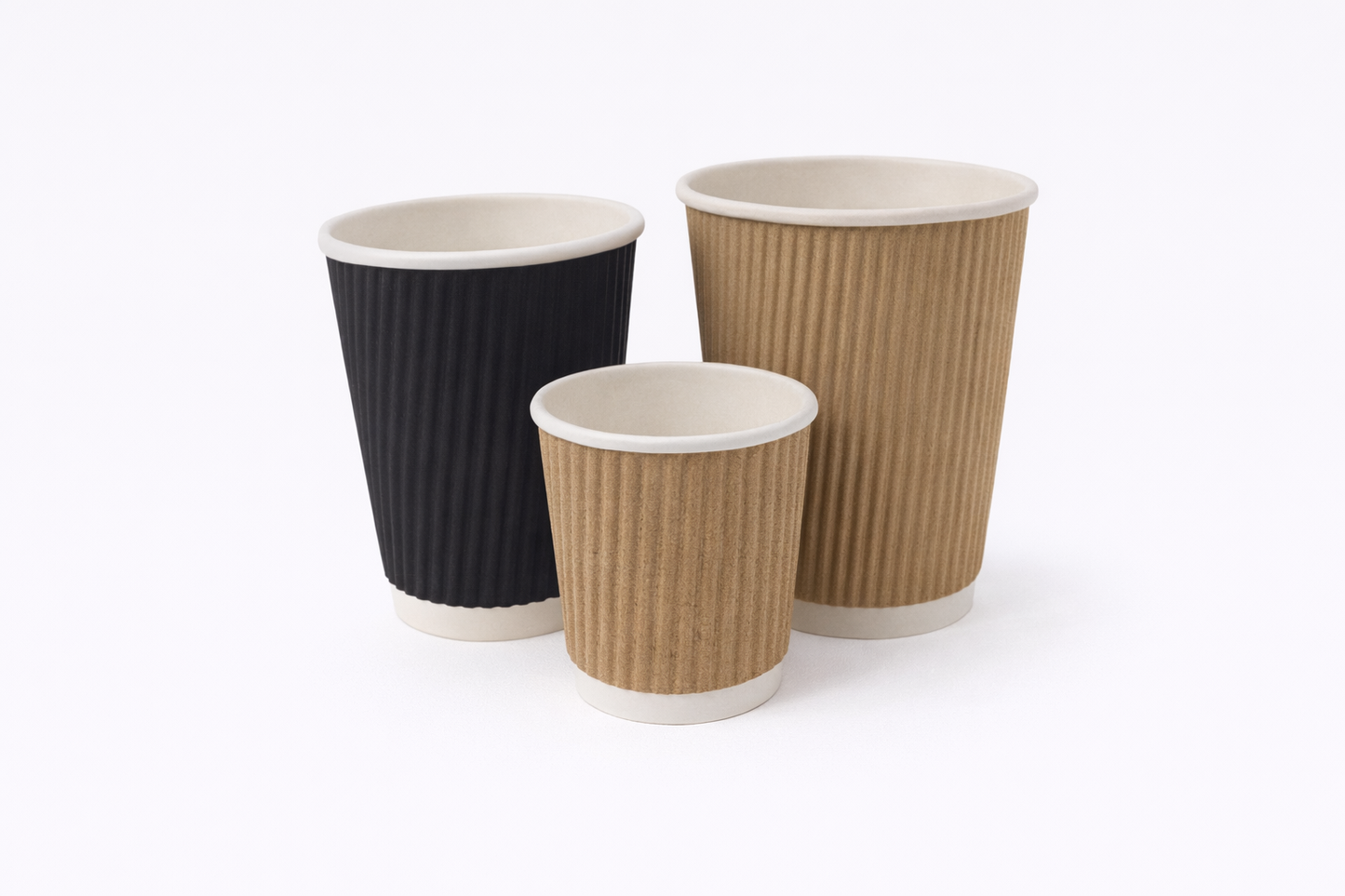 Ripple Wall Compostable Coffee Cups With Sip Through Lids