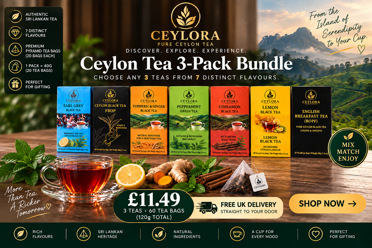 CEYLORA Ceylon Tea 3-Pack Bundle – Choose Any 3 Teas