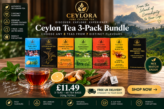 CEYLORA Ceylon Tea 3-Pack Bundle – Choose Any 3 Teas