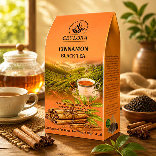 CEYLORA Cinnamon Black Tea – Warm Spiced Ceylon Tea | 20 Pyramid Tea Bags