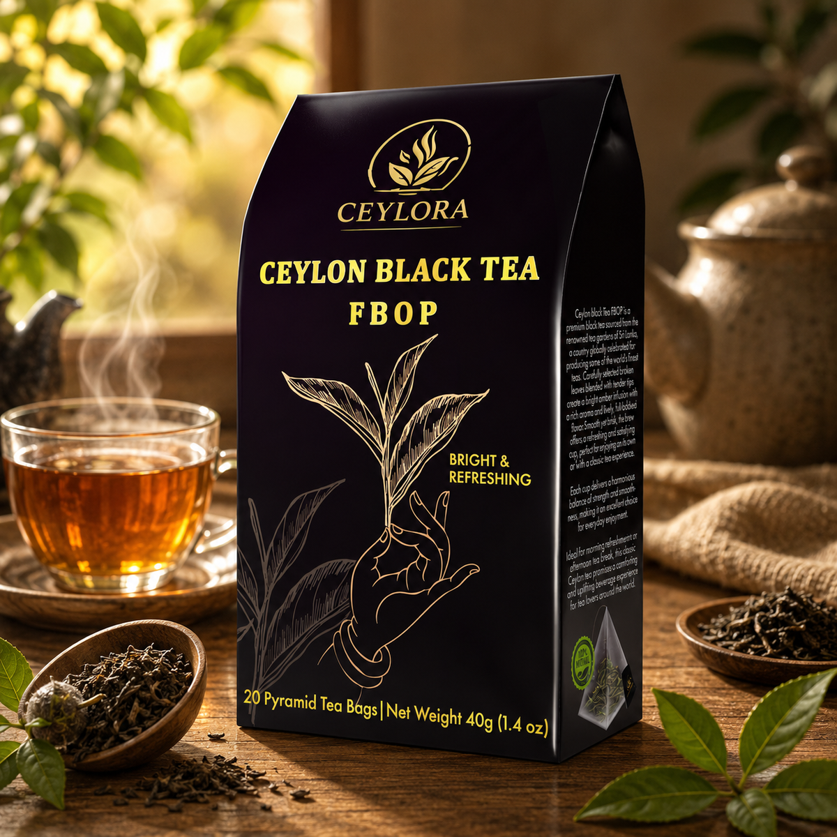 CEYLORA Ceylon Black Tea FBOP in pyramid tea bags